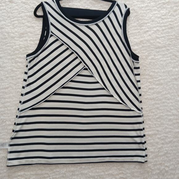 Tank Top Size L Striped Black White Knit Nautical Preppy Sailorcore Cruise Retro - Picture 10 of 13